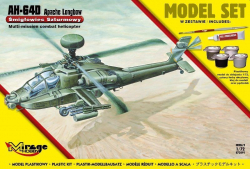 Plastový model MIRAGE: AH-64D APACHE Longbow American Assault Helicopter set s farbami